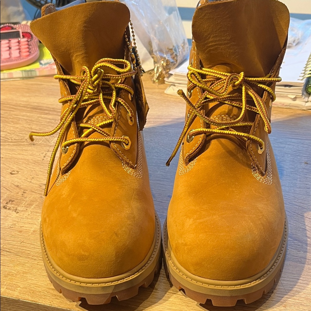 Timberland Wheat Nubuck Work Boots with Dark Collar - Picture 2 of 9